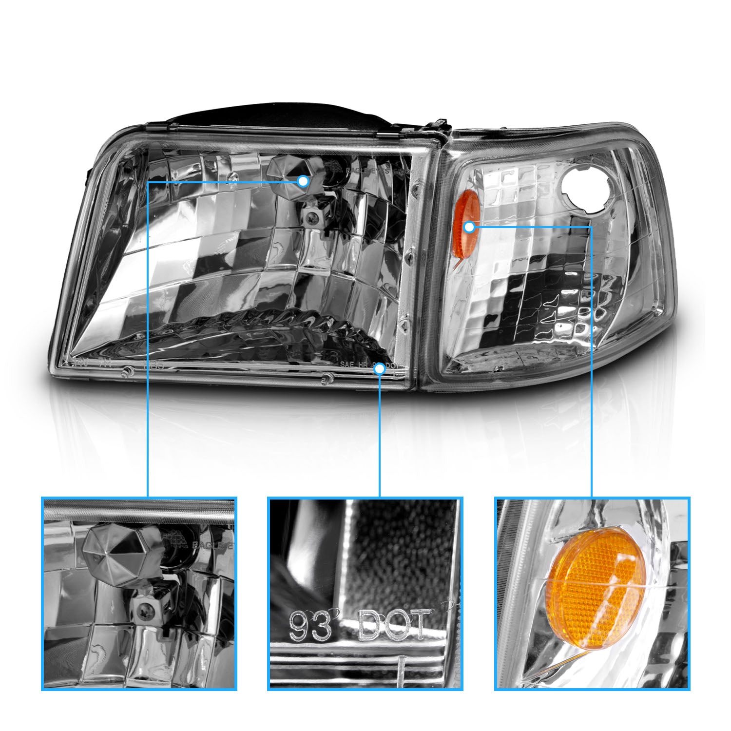 FORD RANGER 93-97 HEADLIGHTS CLEAR W/ CORNER AMBER