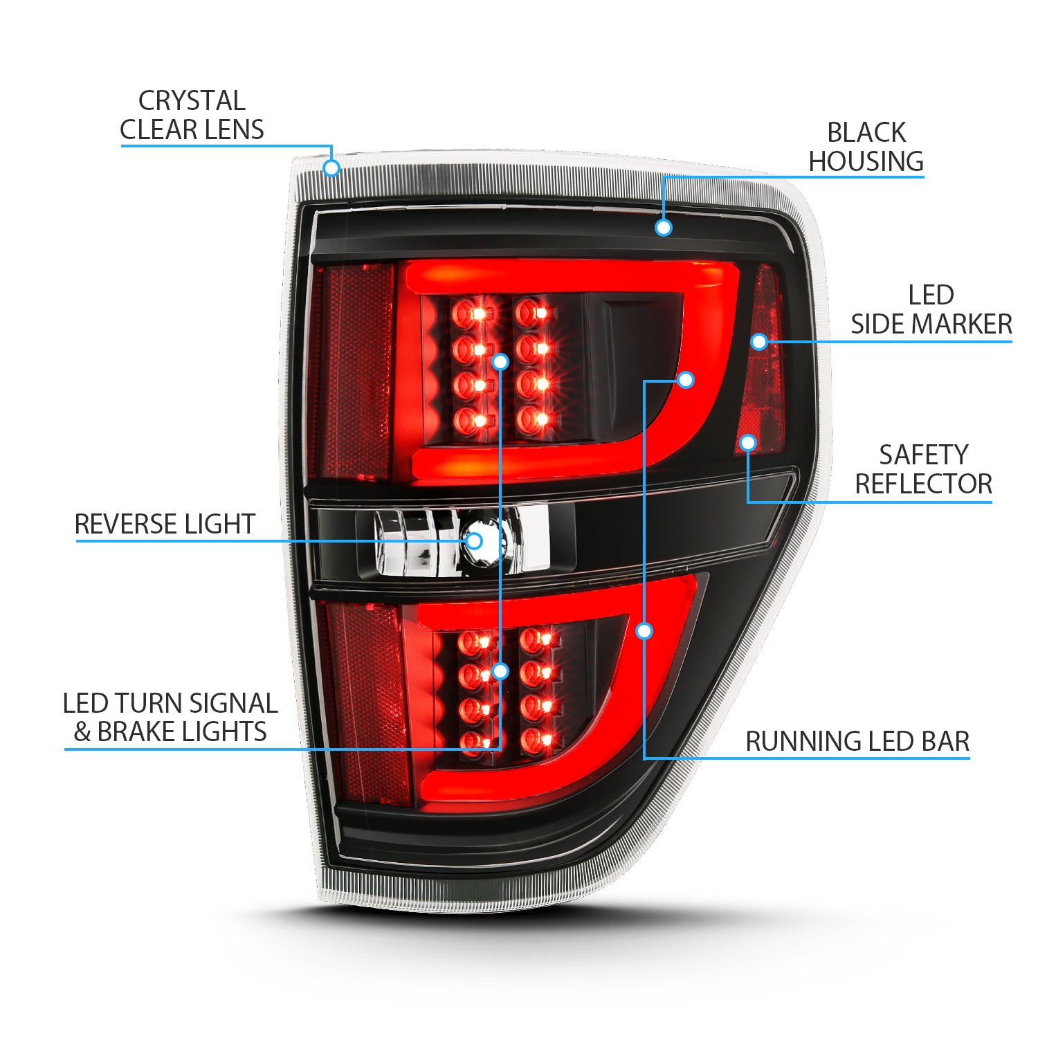FORD F-150 09-13 LED TAIL LIGHTS G2 BLACK