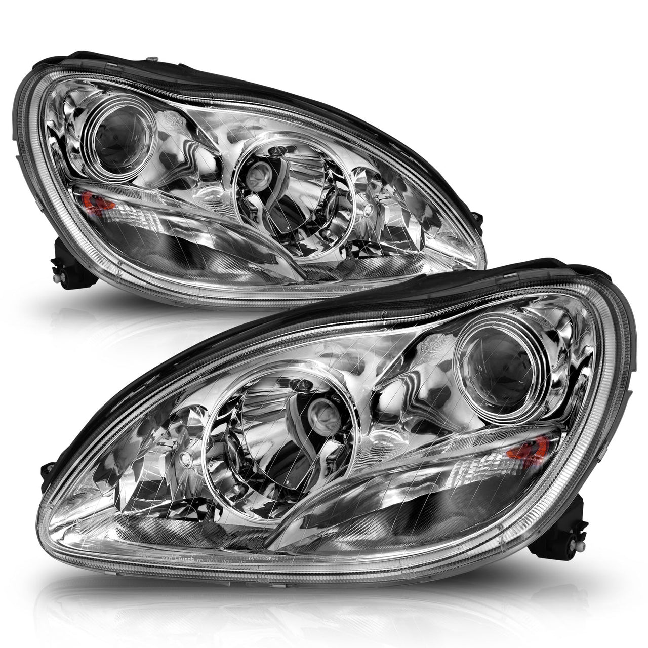 MBZ S CLASS W220 00-05 PROJECTOR HEADLIGHTS CHROME CLEAR