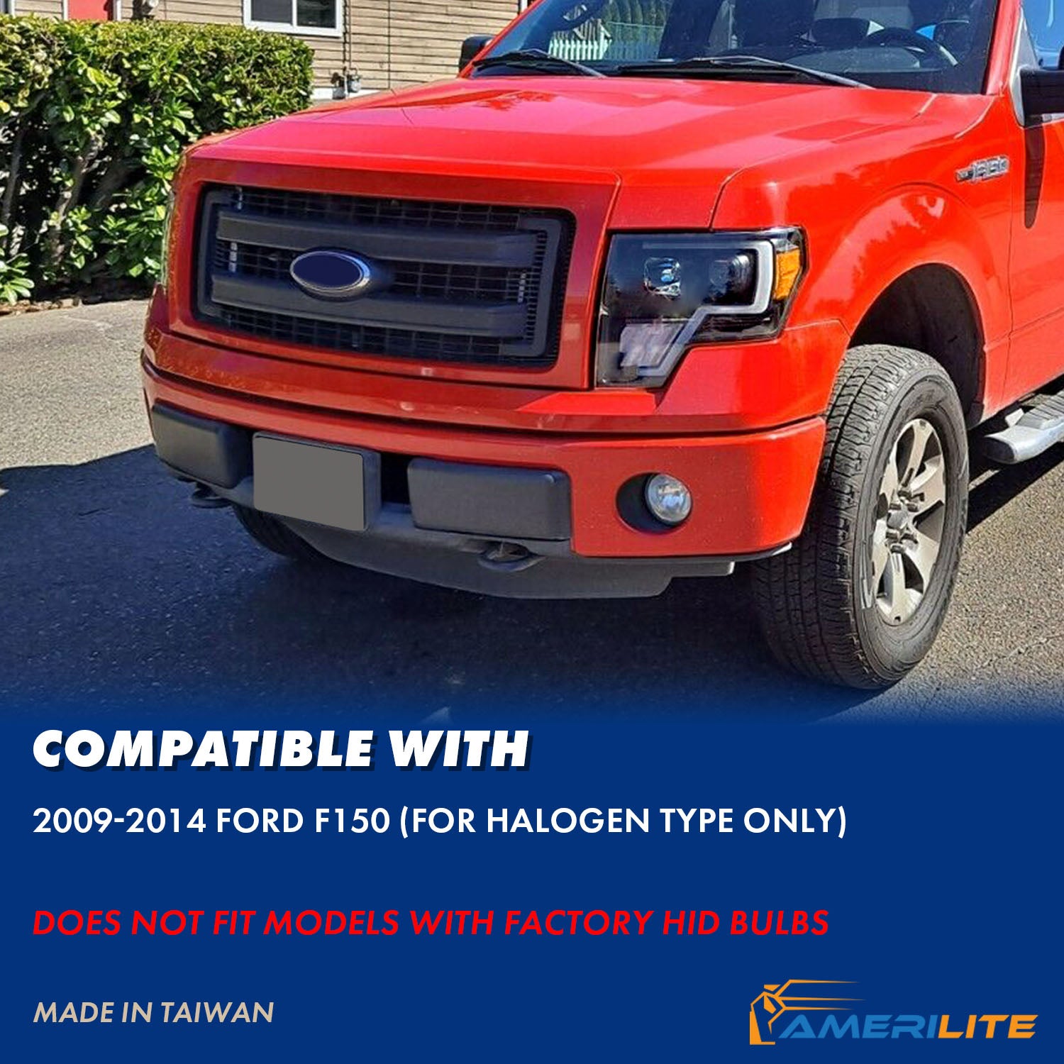 FORD F-150 09-13 PROJECTOR LIGHT BAR STYLE G4 HEADLIGHTS BLACK AMBER