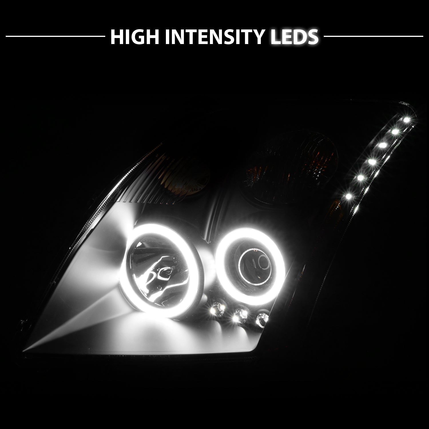 NISSAN SENTRA 07-09 PROJECTOR HEADLIGHTS HALO W/O CCFL BAR BLACK CLEAR AMBER (RX HALO)