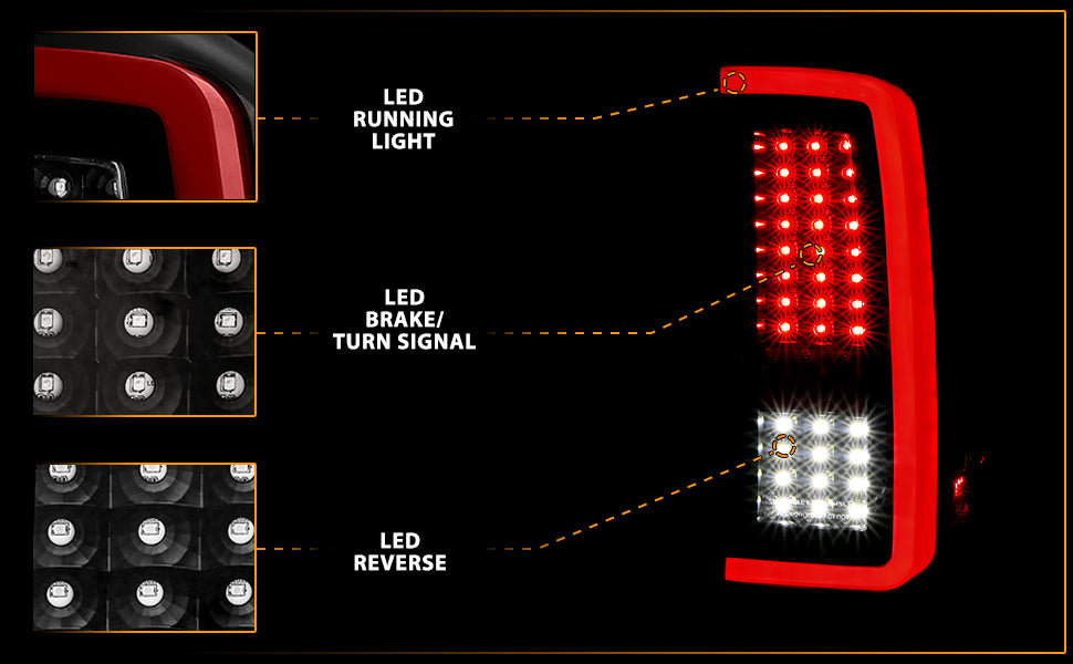 CHEVY SILVERADO 1500/2500/3500 07-10/HYBRID 09/GMC SIERRA 07-09 LED TAIL LIGHTS G2 BLACK