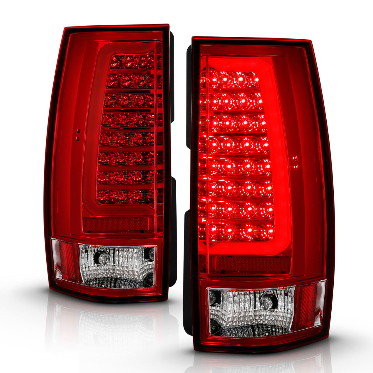 CHEVY TAHOE/SUBURBAN 07-14 LED TAIL LIGHTS RED/CLEAR W/ C LIGHT BAR