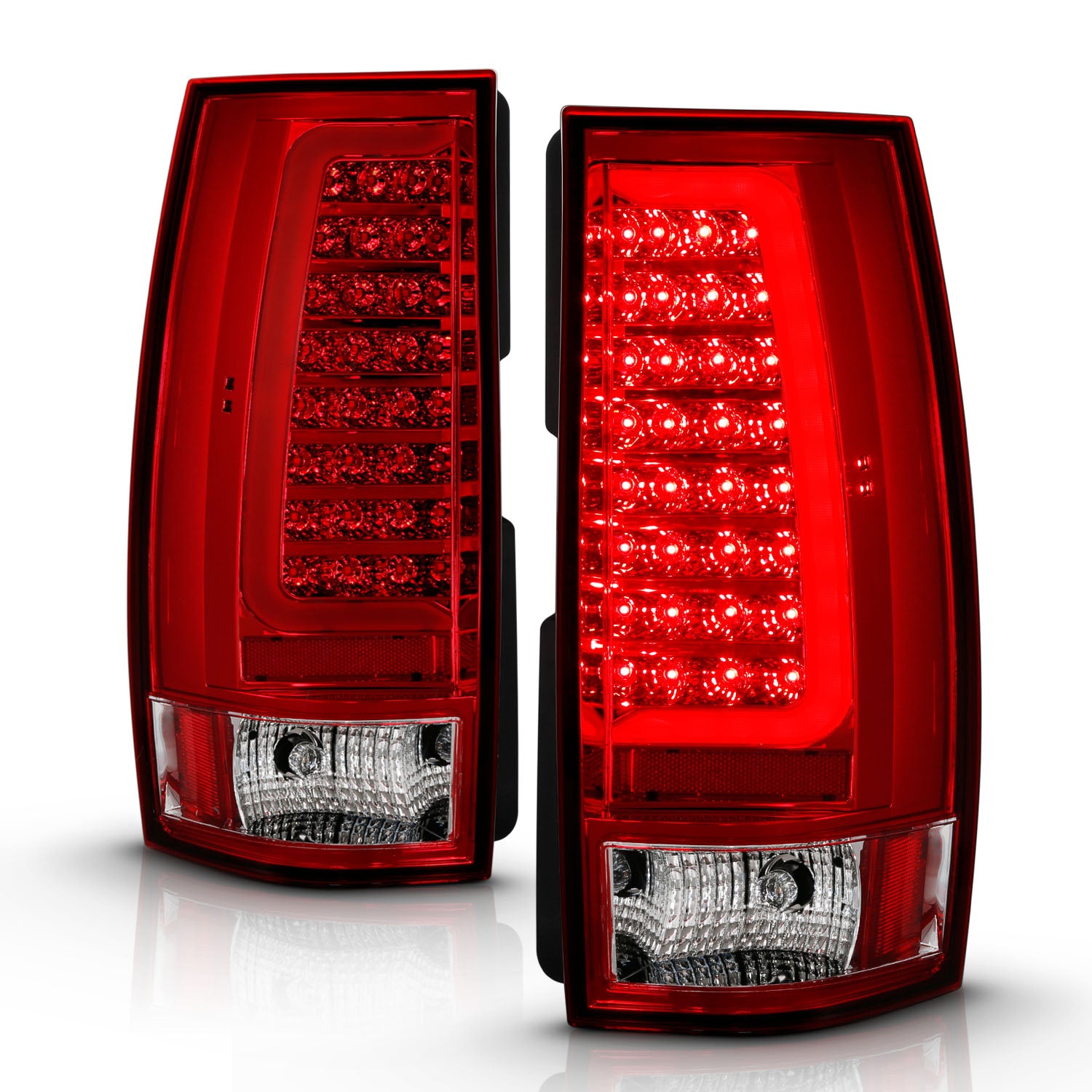 CHEVY TAHOE/SUBURBAN 07-14 LED TAIL LIGHTS RED/CLEAR W/ C LIGHT BAR