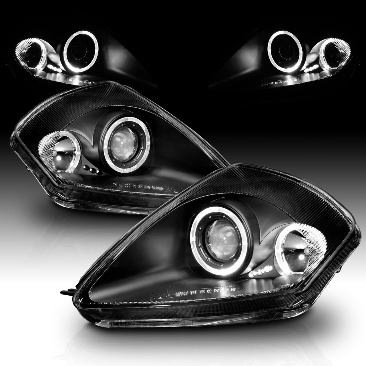 MITSUBISHI ECLIPSE 00-05 PROJECTOR HEADLIGHTS TWO HALO BLACK CLEAR
