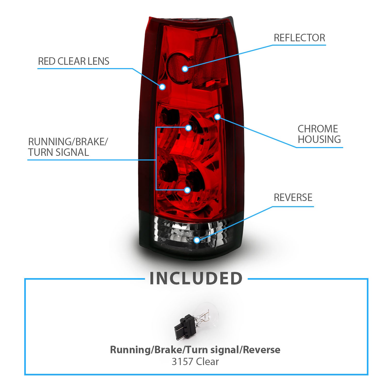 Chevy/GMC C/K 1500/2500/3500 88-99, SUBURBAN/YUKON 92-00, TAHOE 94-00, BLAZER 92-94, CADILLAC ESCALADE 99-00 TAIL LIGHTS RED/SMOKE NEW VERSION