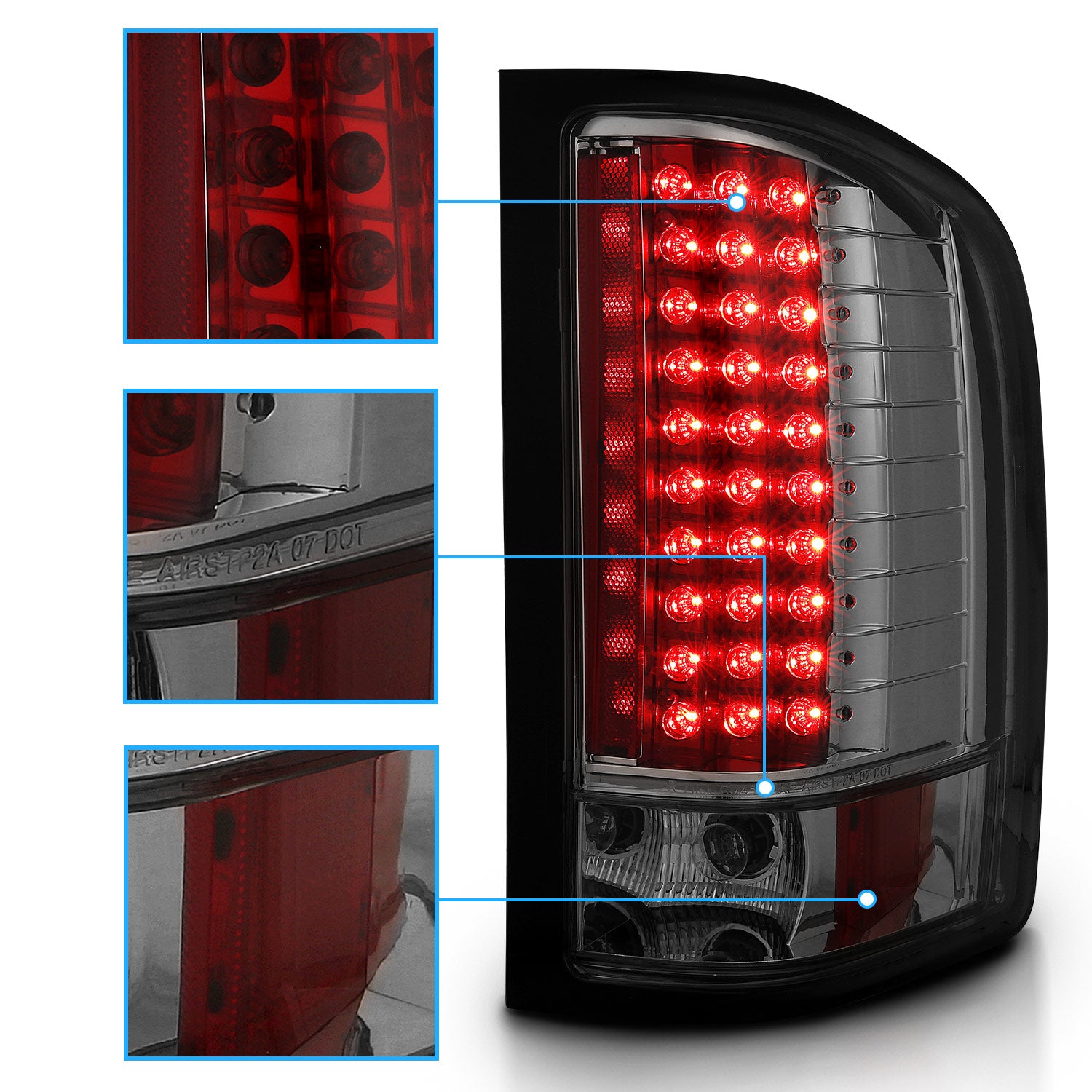 CHEVY SILVERADO 1500 07-13/2500HD 07-14/3500HD 07-14 LED TAIL LIGHTS SMOKE