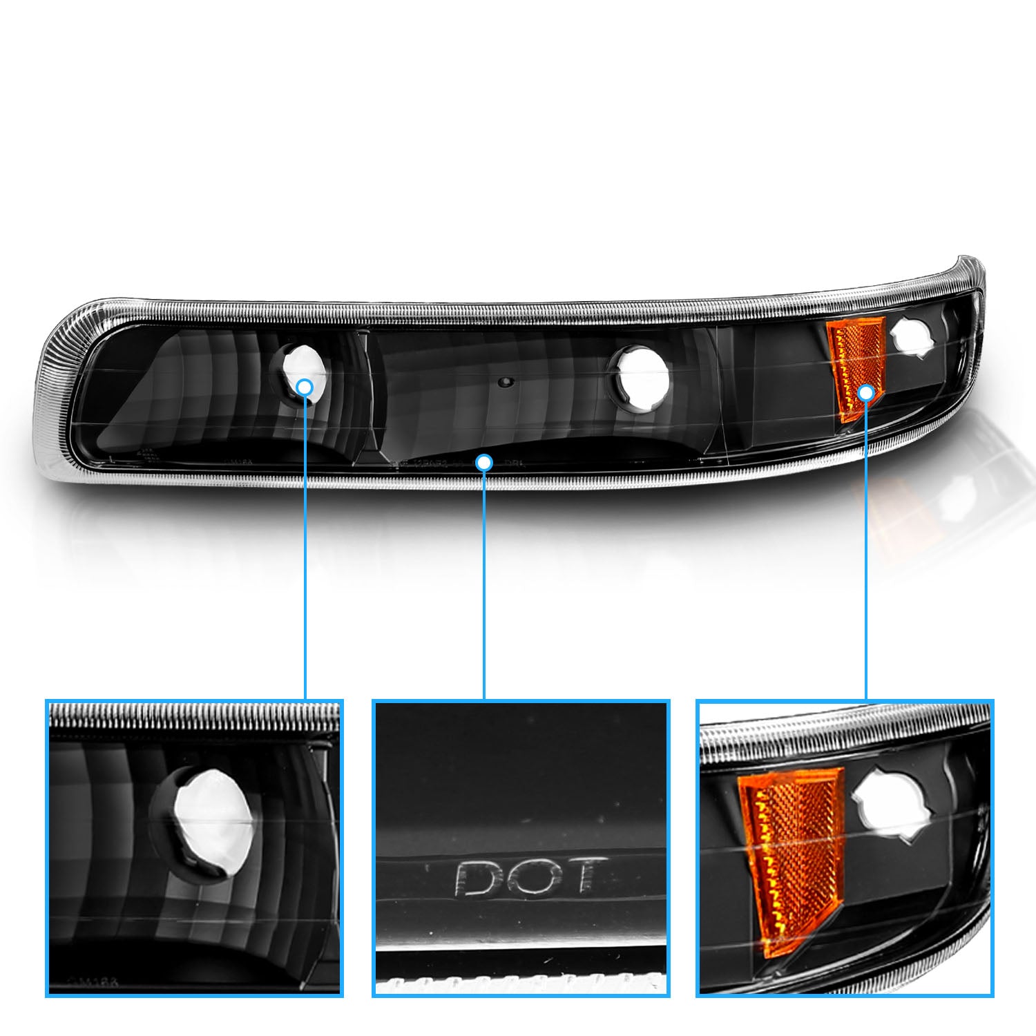 CHEVY SILVERADO 99-01 BUMPER LIGHTS EURO BLACK AMBER