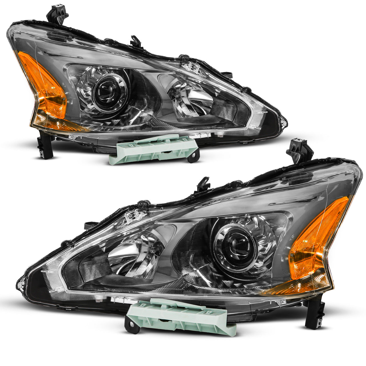 NISSAN ALTIMA 13-15 HEADLIGHTS 4D GUN-METAL HOUSING AMBER