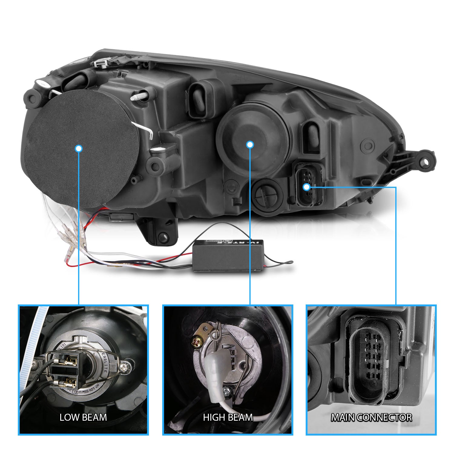 VOLKSWAGEN RABBIT (GOLF) 06-09/JETTA GEN5 05-09/WAGON 09  HEADLIGHTS HALO BLACK CLEAR (CCFL)