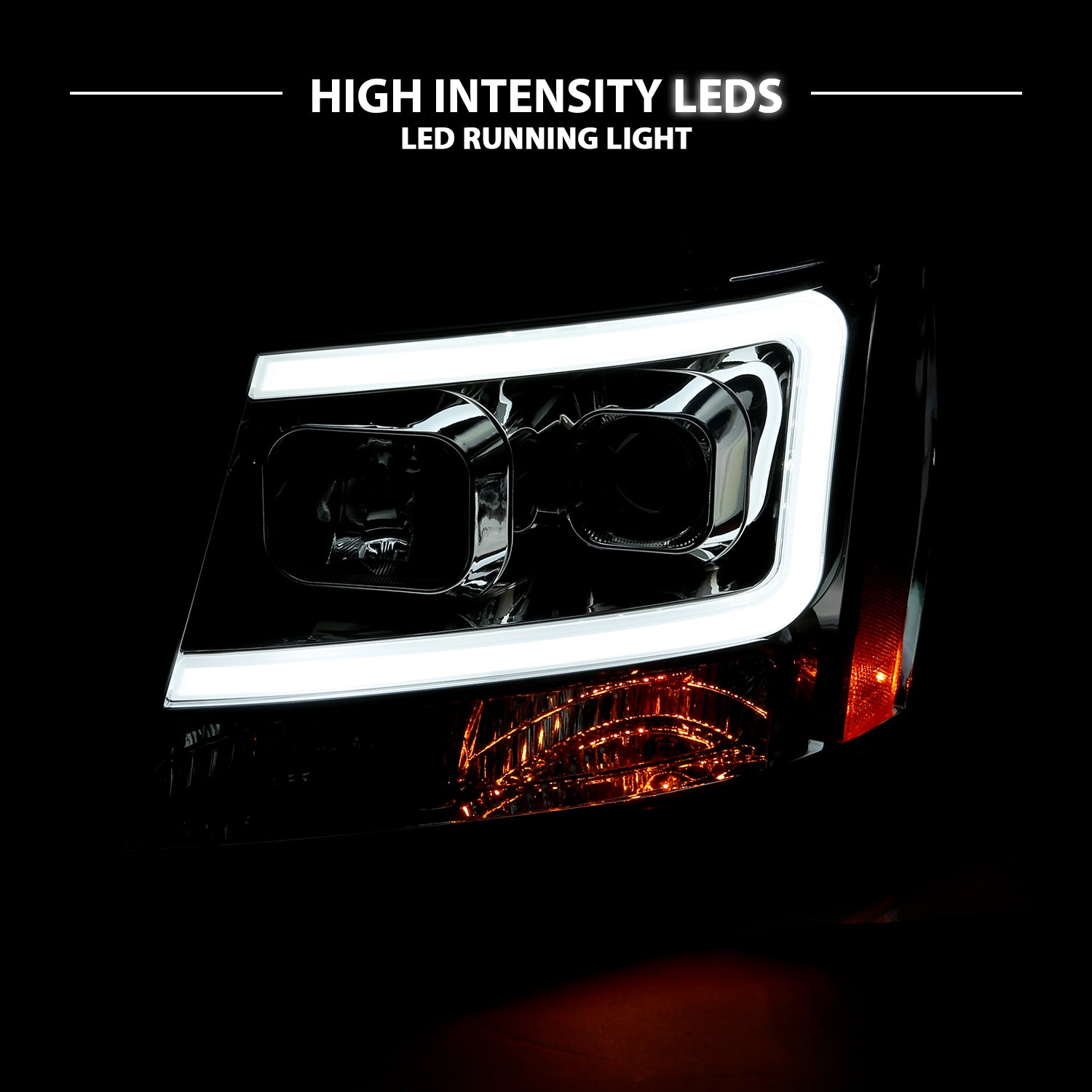 CHEVY TAHOE/SUBURBAN/AVALANCHE 07 PROJECTOR HEADLIGHTS G2 CHROME CLEAR AMBER