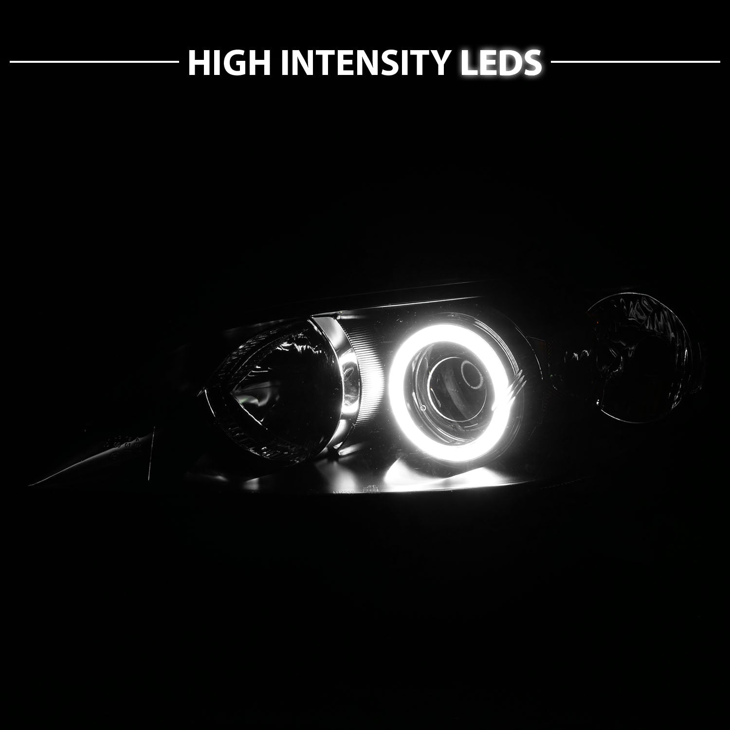 MAZDA 3 04-07 4DR PROJECTOR HEADLIGHTS HALO BLACK CLEAR AMBER (SUPER WHITE)