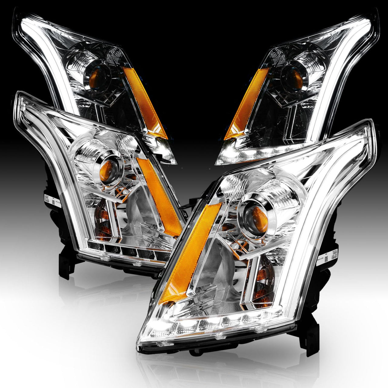 CADILLAC SRX 10-12 PROJECTOR LIGHT BAR STYLE HEADLIGHTS CHROME CLEAR AMBER
