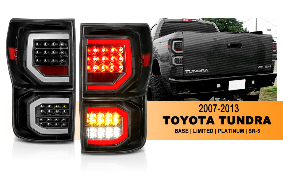 TOYOTA TUNDRA 07-11 FULL LED T.L BLACK HOUSING CLEAR LENS W/ DOUBLE C LIGHT BARS