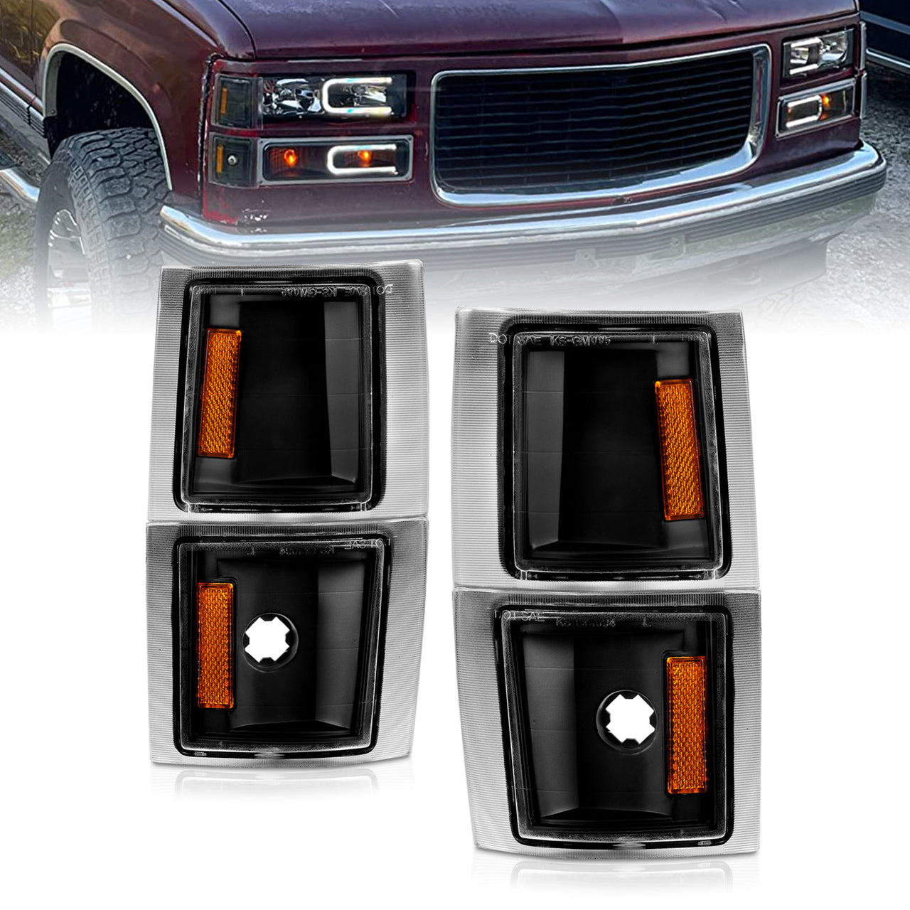 CHEVY FULL SIZE 94-98 CORNER LIGHTS BLACK 4 PCS AMBER