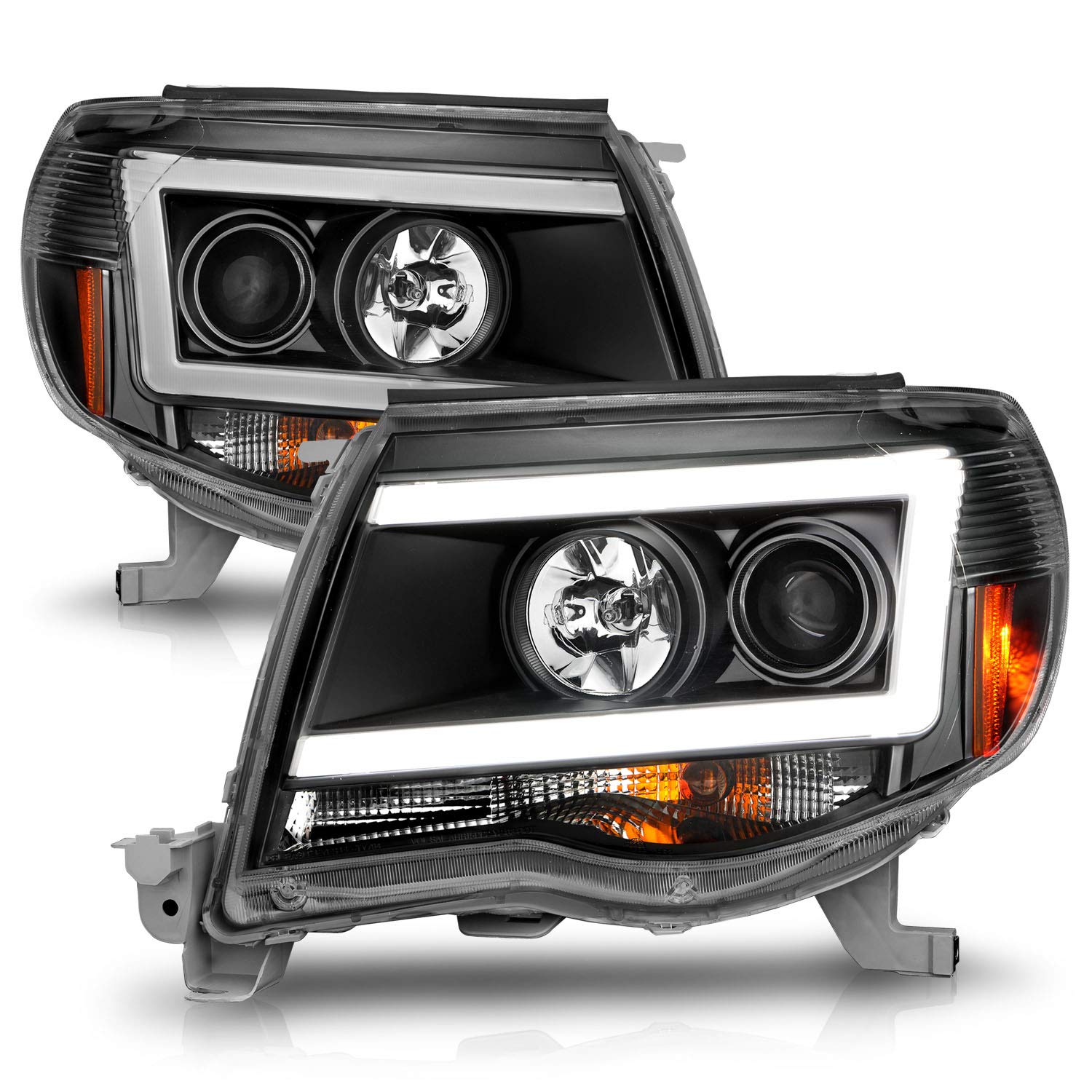 TOYOTA TACOMA 05-11 PROJECTOR LIGHT BAR STYLE HEADLIGHTS BLACK CLEAR AMBER  (W/ C LIGHT BAR)