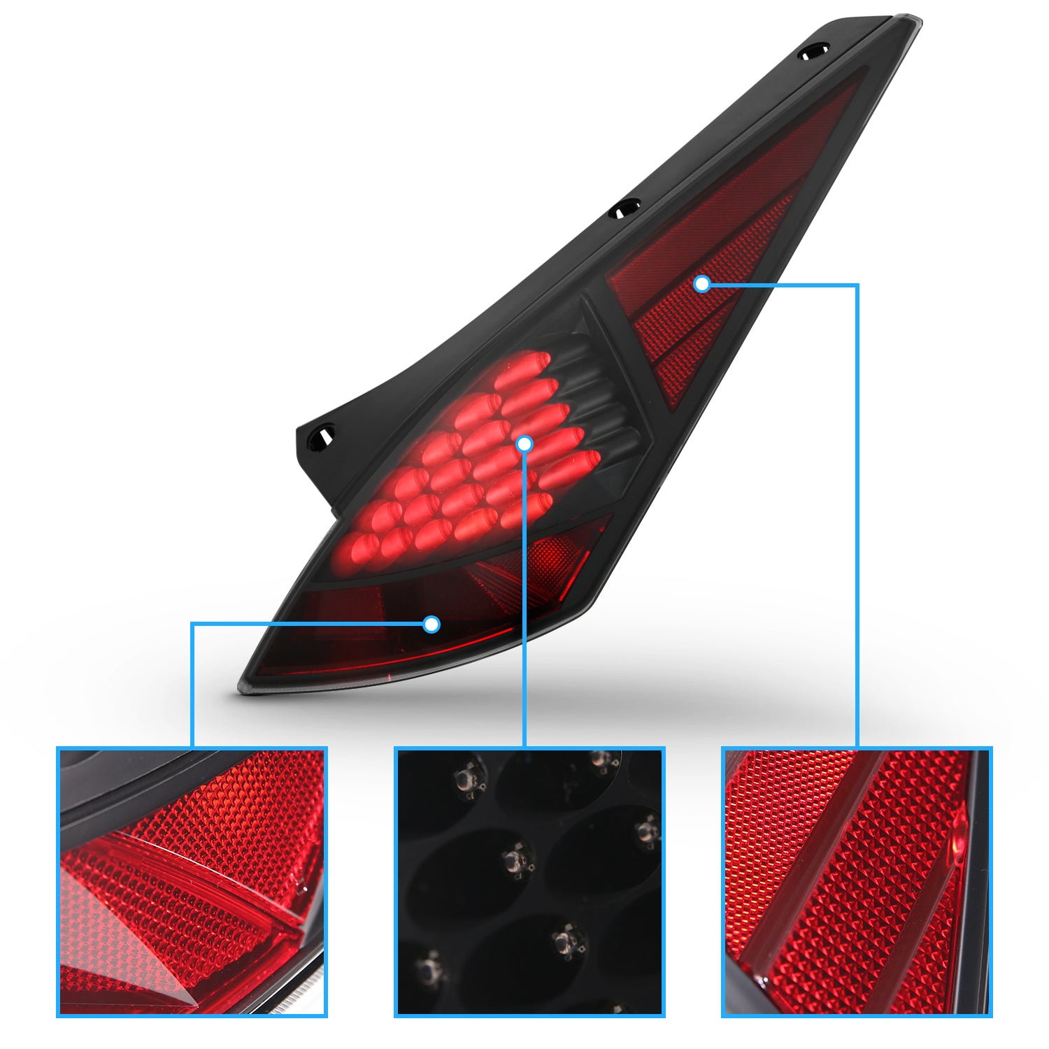 NISSAN 350Z 03-06 LED TAIL LIGHTS ALL BLACK HOUSING SMOKE LENS