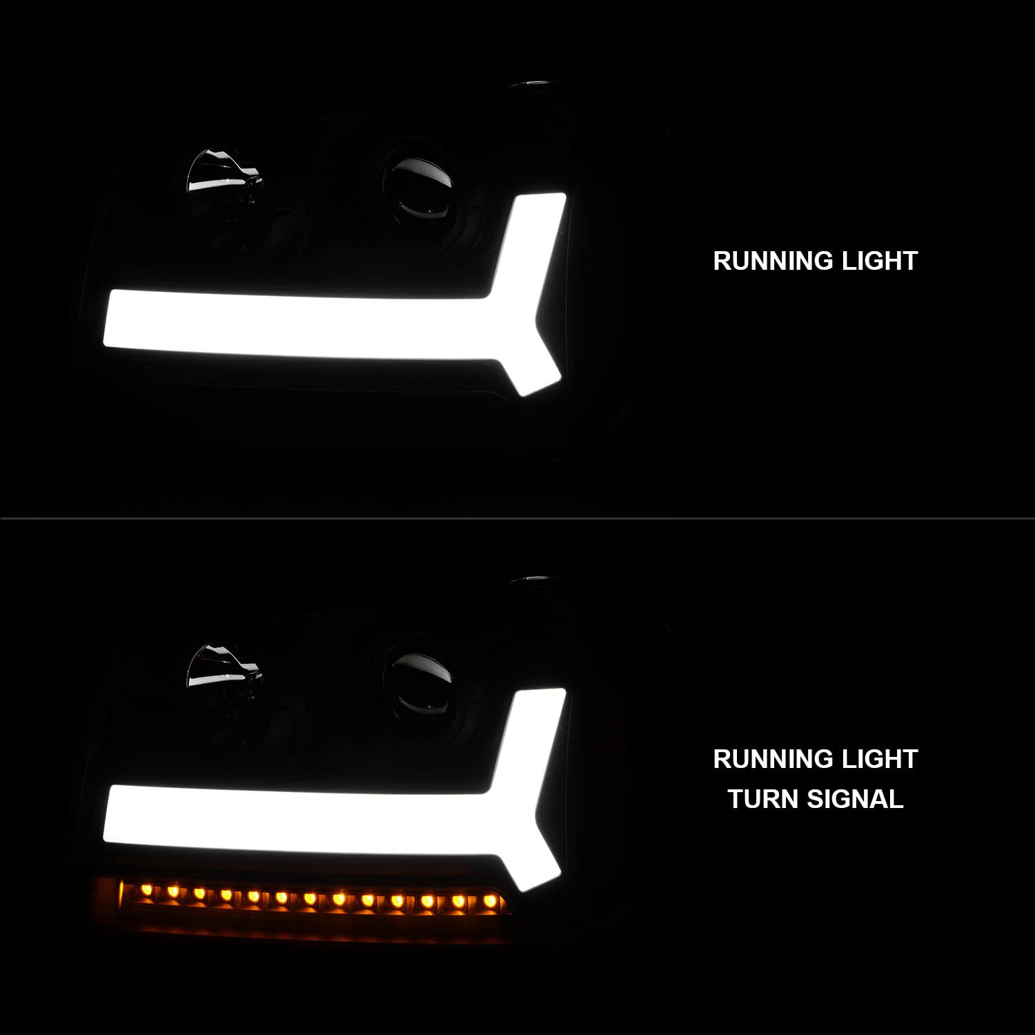 CHEVY TRAILBLAZER 06-09 LT / 08 LS PROJECTOR LIGHT BAR STYLE HEADLIGHTS BLACK AMBER