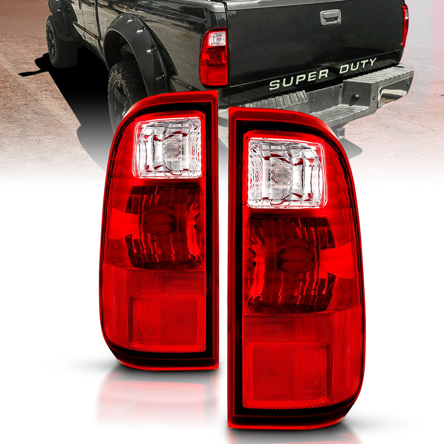 FORD F-250/SUPER DUTY 08-09 TAIL LIGHTS CHROME (OE REPLACEMENT)