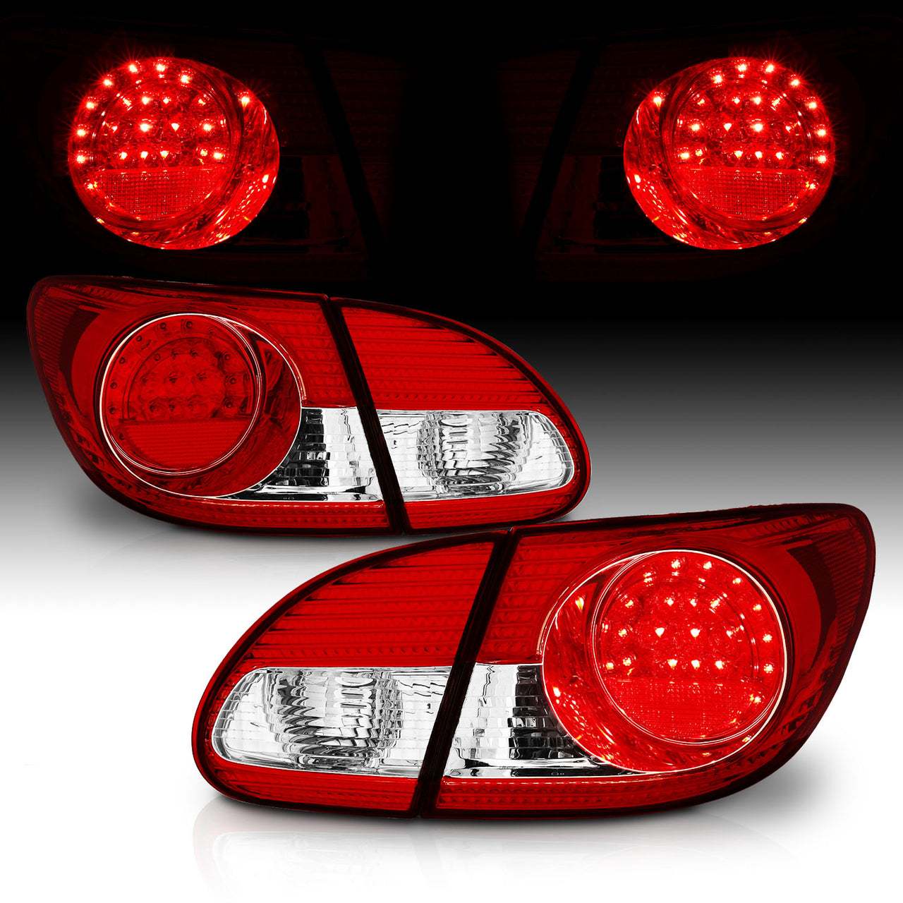 TOYOTA COROLLA 03-08 LED TAIL LIGHTS RED/CLEAR (4 PCS)