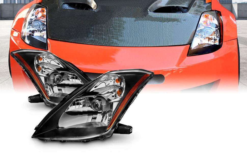 NISSAN 350 Z 03-05 HEADLIGHTS BLACK AMBER