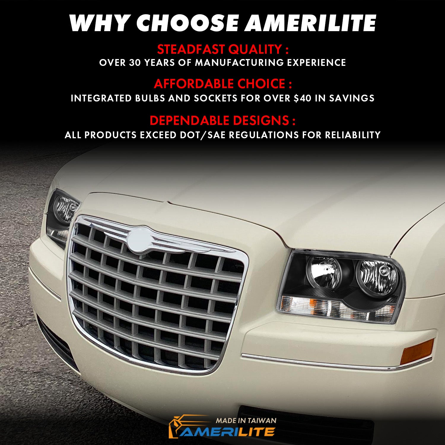 CHRYSLER 300 05-UP CRYSTAL HEADLIGHTS BLACK