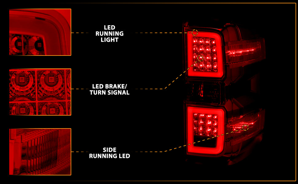 CHEVY SILVERADO 14-17 LED TAIL LIGHTS G4 RED LENS