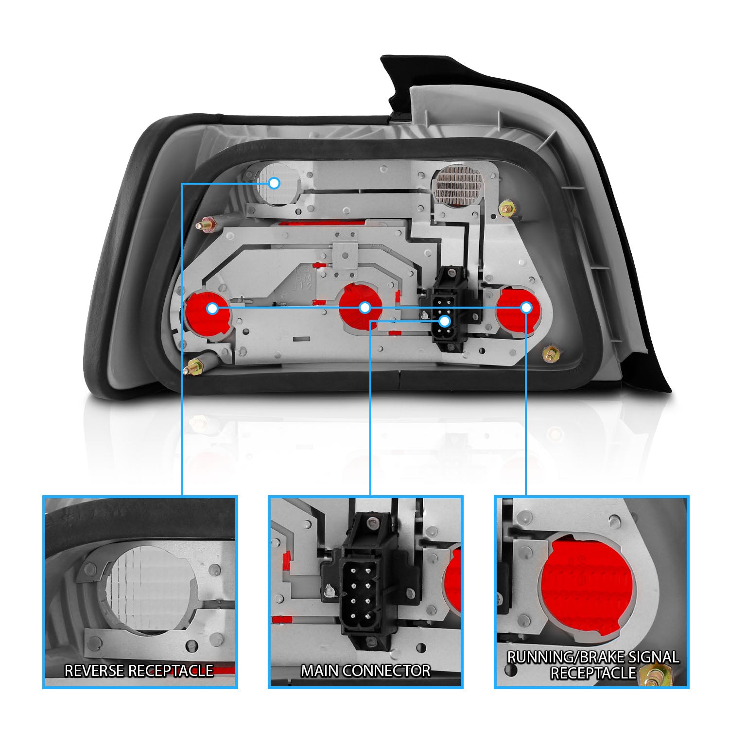 BMW 3 SERIES E36 92-98 4DR TAIL LIGHTS RED/SMOKE