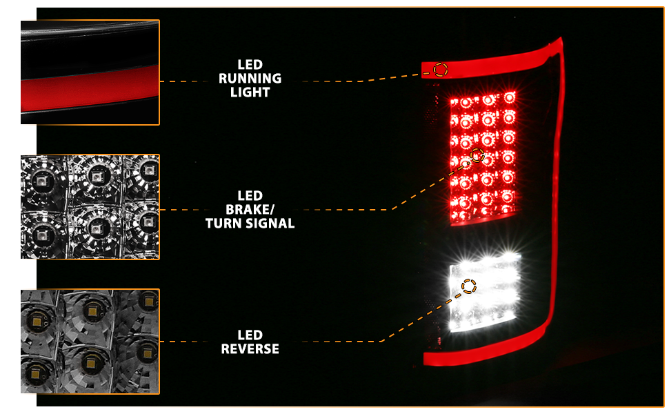FORD F-150 15-17 LED TAIL LIGHTS (RED LIGHT BAR) SMOKE LENS (SEQUENTIAL SIGNAL)