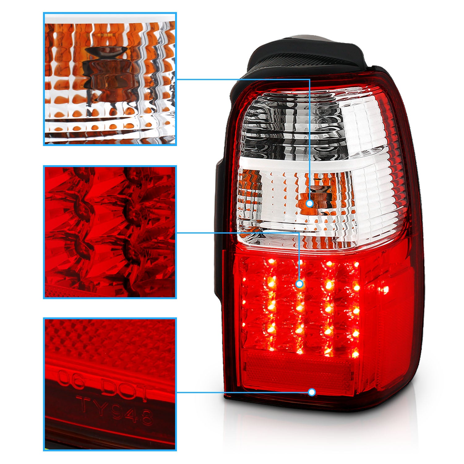 TOYOTA 4 RUNNER 01-02 LED TAIL LIGHTS RED/CLEAR
