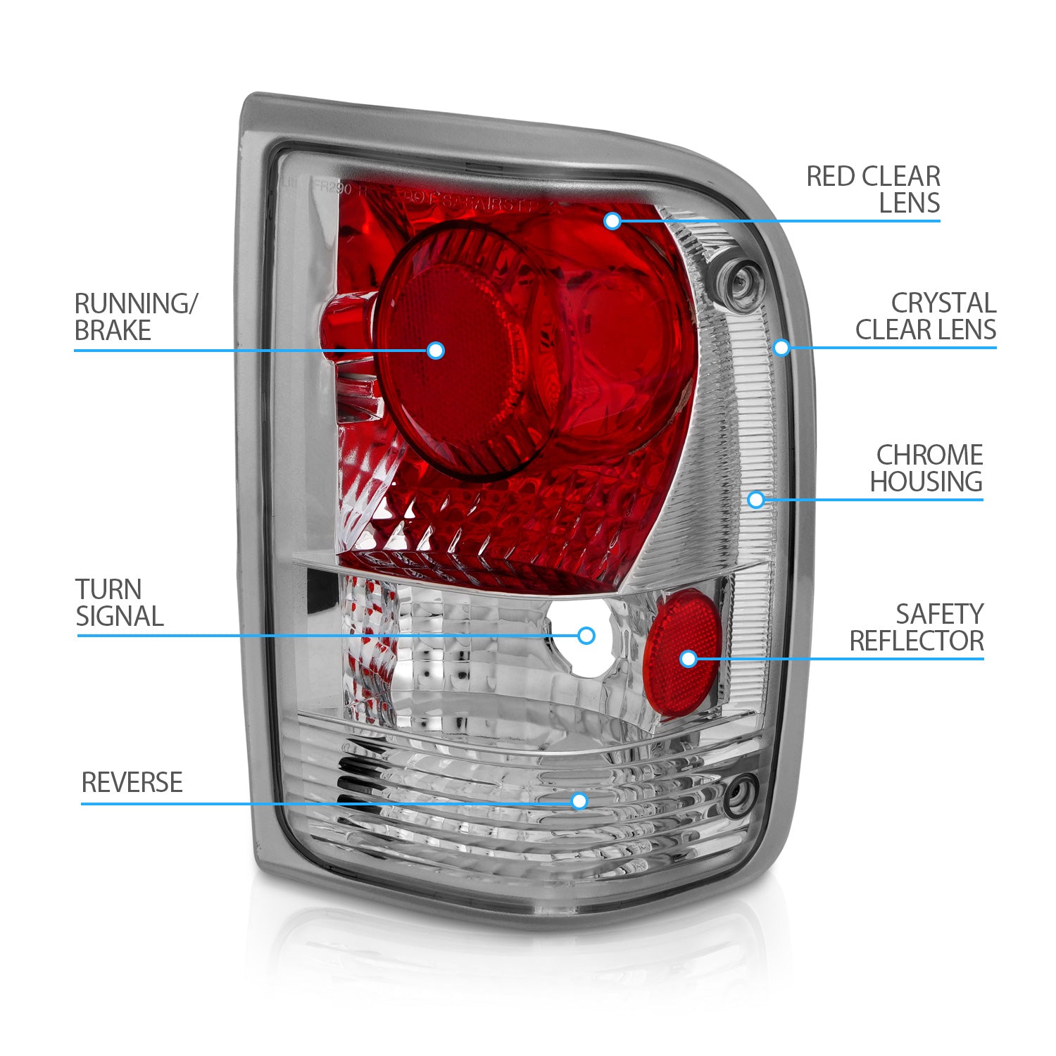 FORD RANGER 93-97 TAIL LIGHTS CHROME