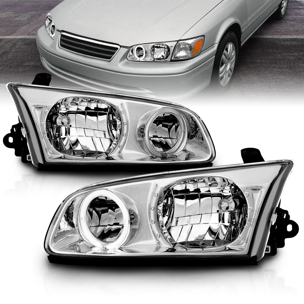 TOYOTA CAMRY 00-01 HEADLIGHTS HALO CHROME
