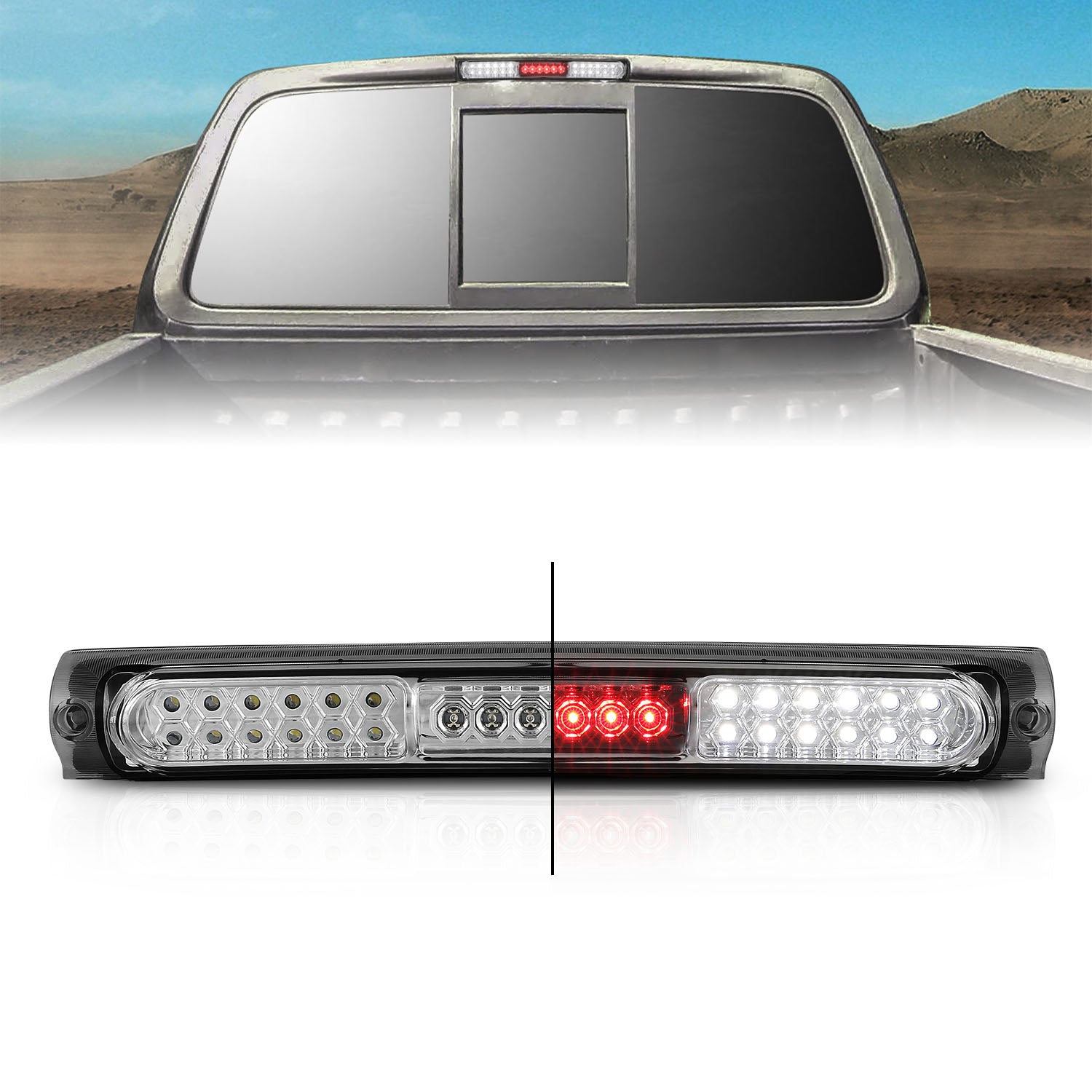 FORD F-150 97-03 LED 3RD BRAKE LIGHT ALL CHROME (W/ CARGO LIGHTS)
