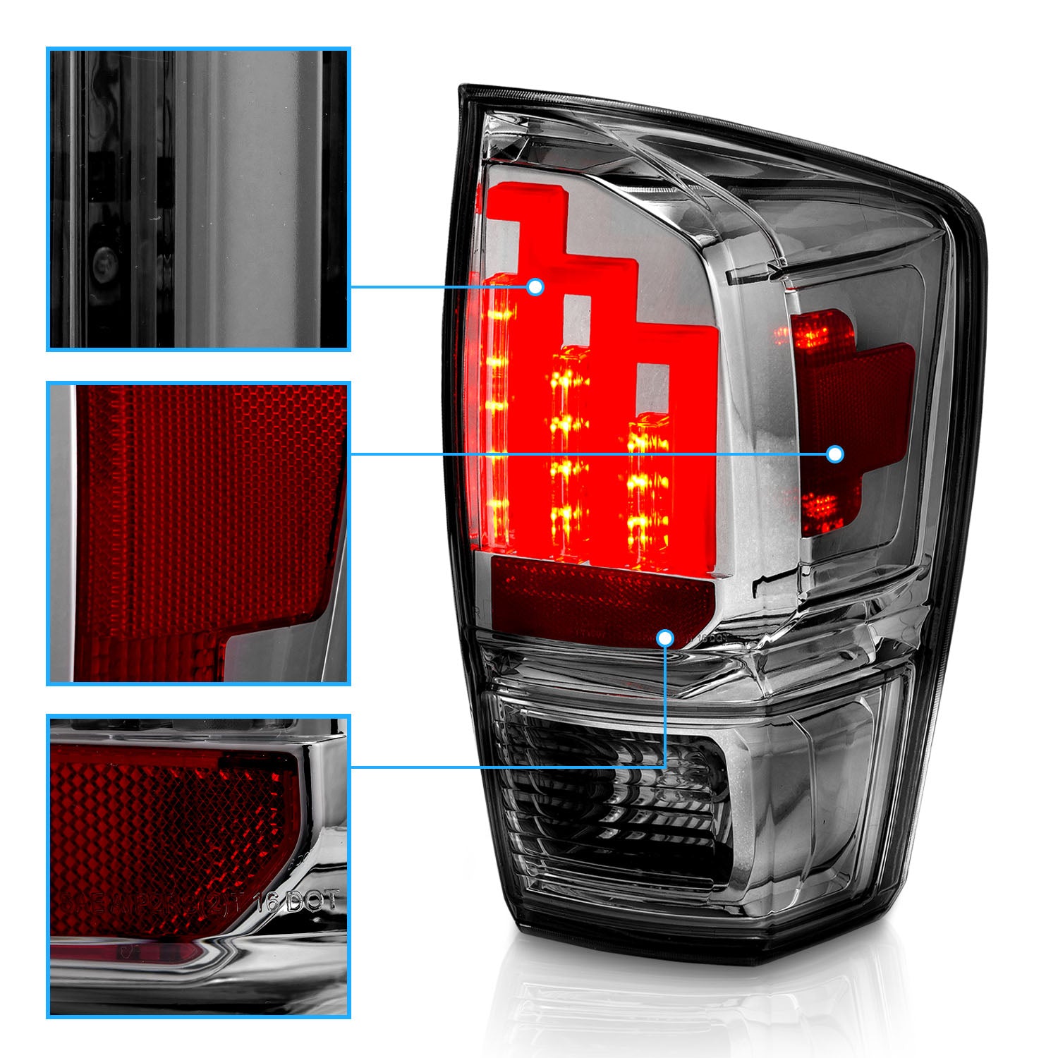 TOYOTA TACOMA 16-21 LED TAIL LIGHTS SMOKE