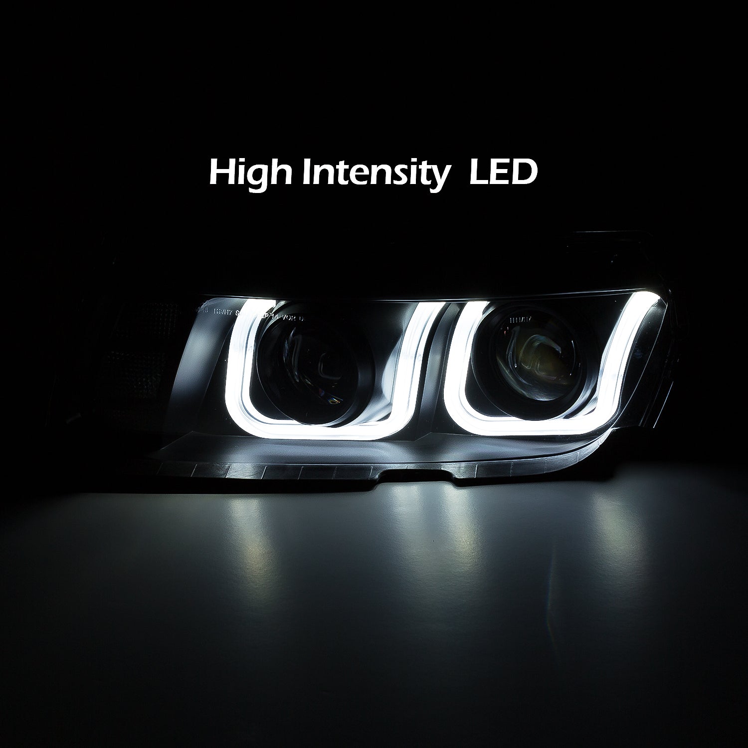 CHEVY CAMARO 14-15 PROJECTOR HEADLIGHTS U-BAR STYLE BLACK CLEAR