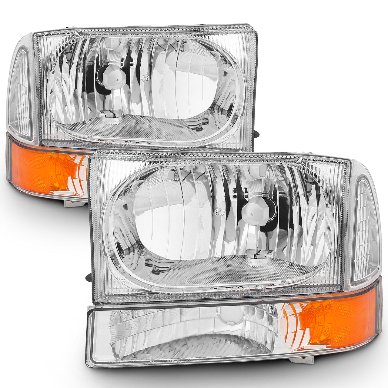 FORD EXCURSION 00-04/SUPER DUTY 99-04 HEADLIGHTS W/ CORNER LIGHTS CHROME AMBER