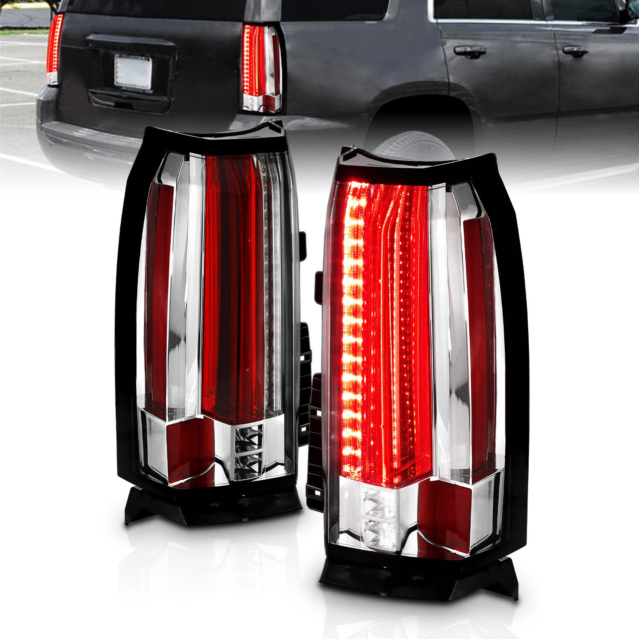 CHEVY TAHOE/SUBURBAN 15-17 LED TAIL LIGHTS ALL CHROME
