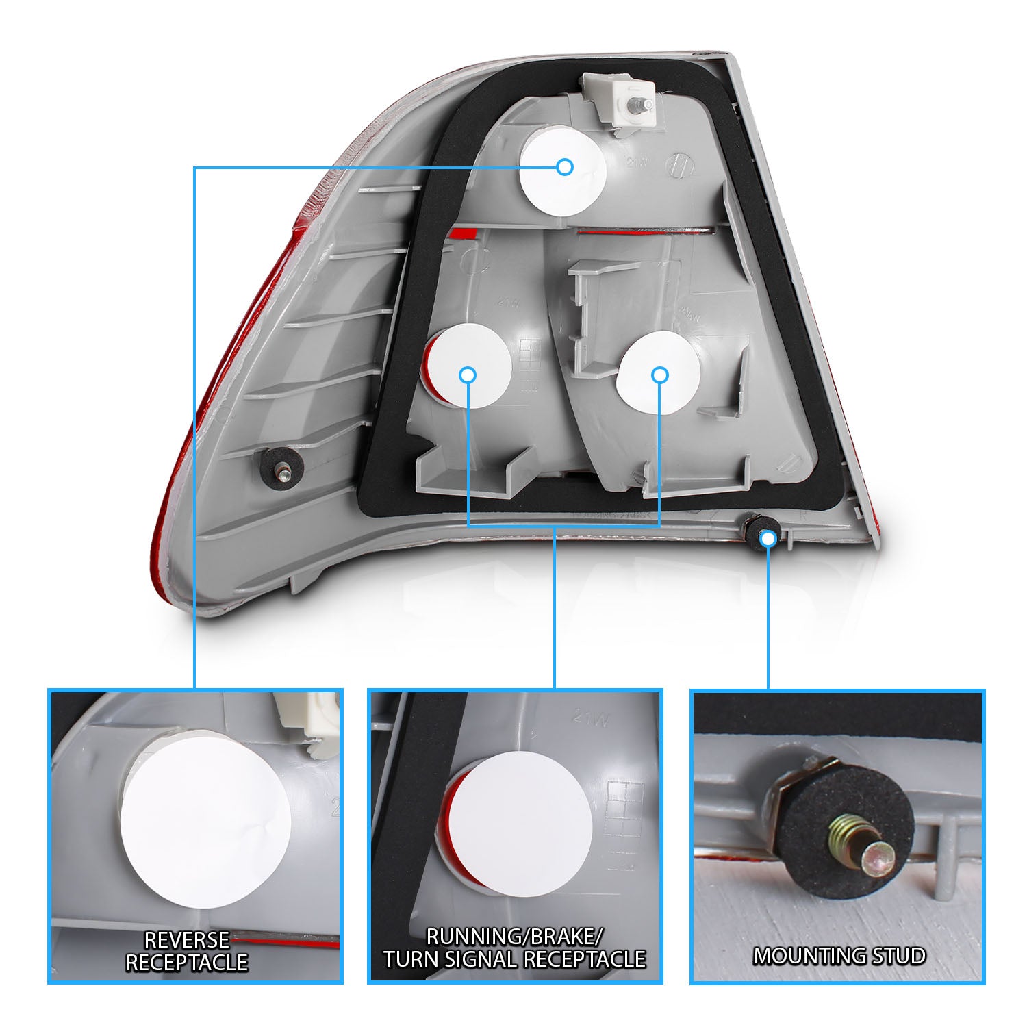 BMW 3 SERIES E46 99-01 4DR TAIL LIGHTS RED/CLEAR