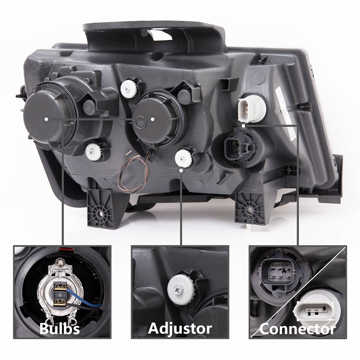 CHEVY CAMARO 14-15 PROJECTOR HEADLIGHTS U-BAR STYLE BLACK CLEAR