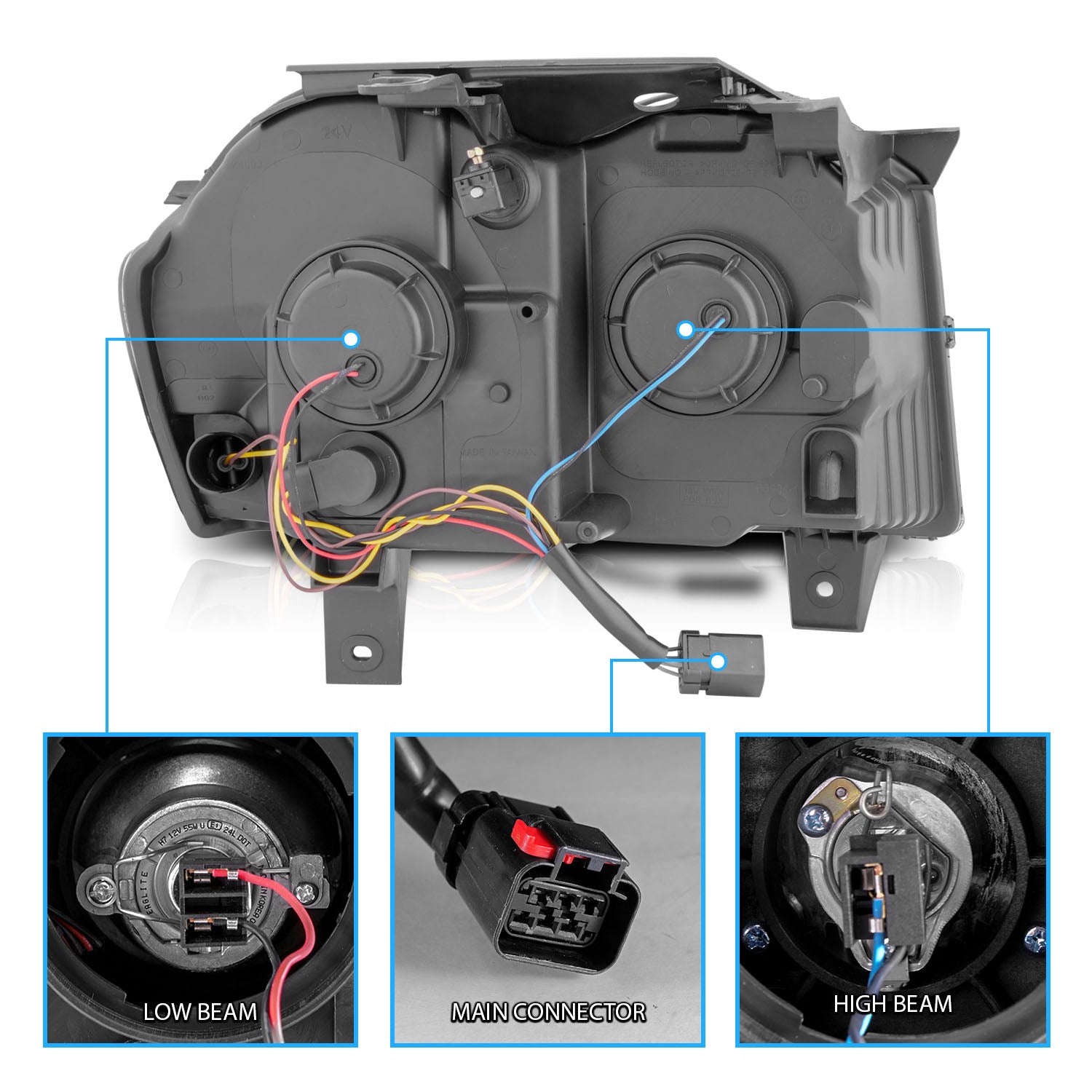 JEEP GRAND CHEROKEE 05-07 PROJECTOR SWITCHBACK HEADLIGHTS CHROME AMBER