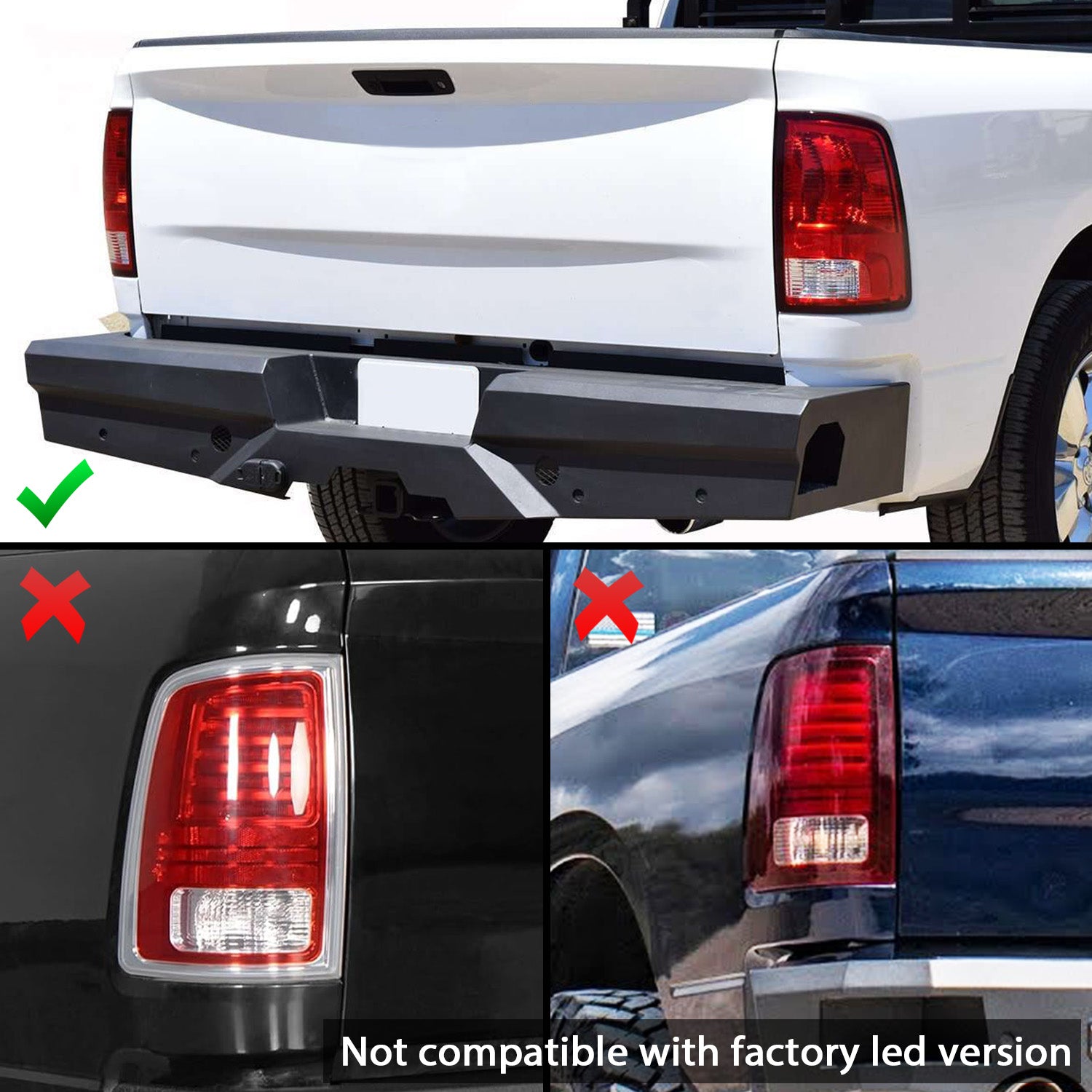 DODGE RAM 1500 09-18/ 2500 3500 10-18 LED TAIL LIGHTS CHROME HOUSING CLEAR LENS W/ C LIGHT BAR (NOT COMPATIBLE W/ ORIGINAL LED VERSION)