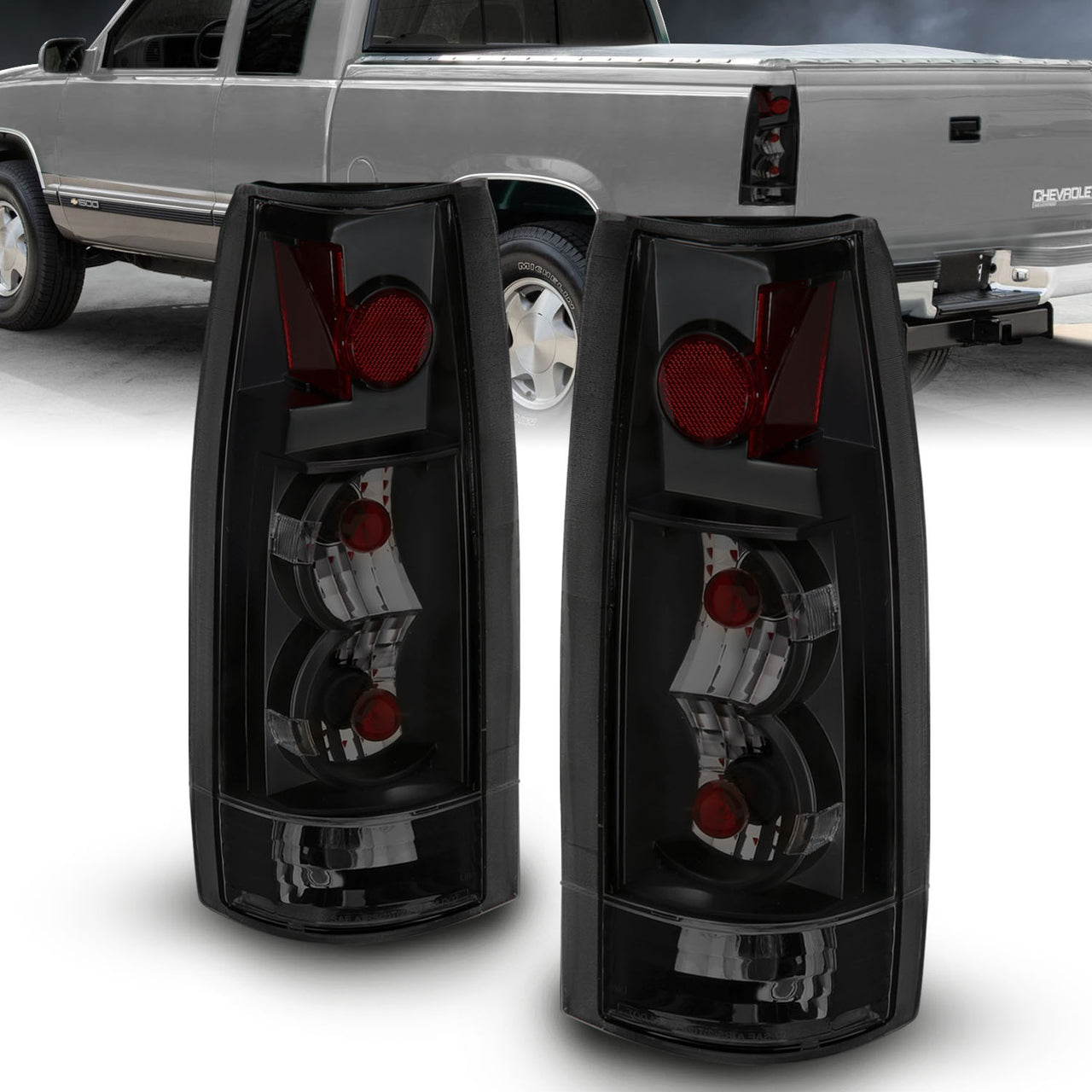 Chevy/GMC C/K 1500/2500/3500 88-99, SUBURBAN/YUKON 92-00, TAHOE 94-00, BLAZER 92-94, CADILLAC ESCALADE 99-00 TAIL LIGHTS DARK SMOKE NEW VERSION
