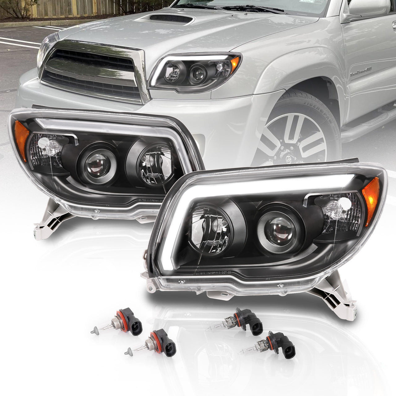 TOYOTA 4 RUNNER 06-09 PROJECTOR HEADLIGHTS PLANK STYLE BLACK