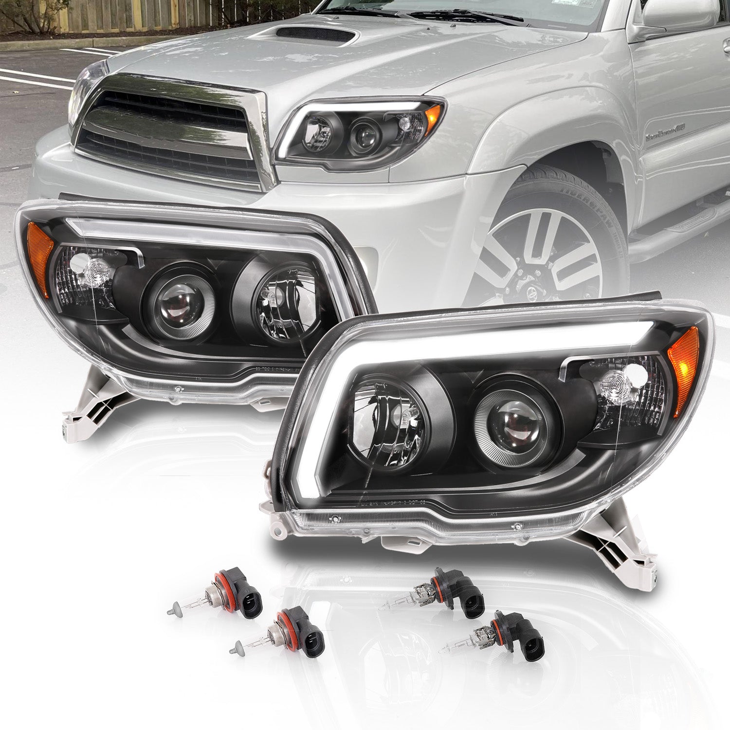 TOYOTA 4 RUNNER 06-09 PROJECTOR HEADLIGHTS PLANK STYLE BLACK