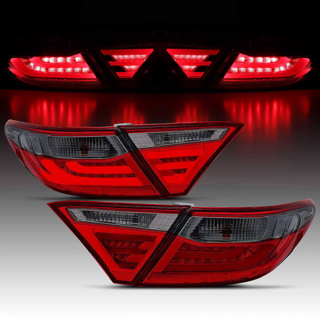 TOYOTA CAMRY 15-17 4D LED TAIL LIGHTS RED/SMOKE (4 PCS)