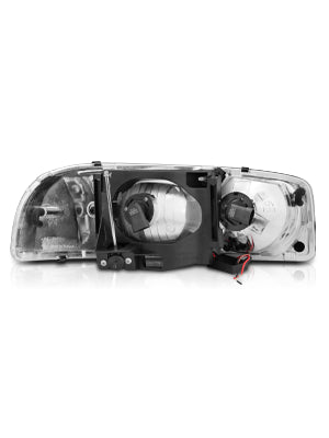 GMC SIERRA/SIERRA DENALI 99-07/SIERRA CLASSIC 2007/ YUKON/YUKON XL/YUKON DENALI 00-06 HEADLIGHTS  BLACK AMBER  (W/ C LIGHT BAR)