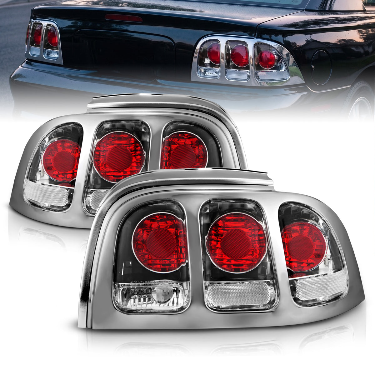 FORD MUSTANG 96-98 TAIL LIGHTS CHROME
