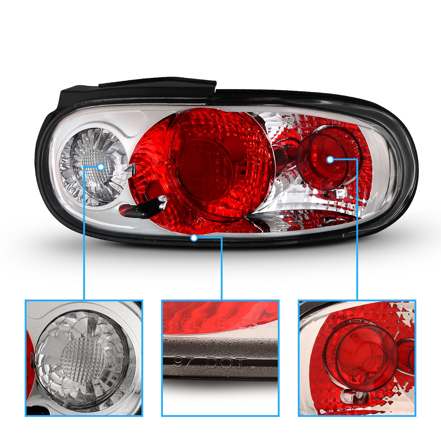 MAZDA MIATA 90-97 TAIL LIGHTS CHROME