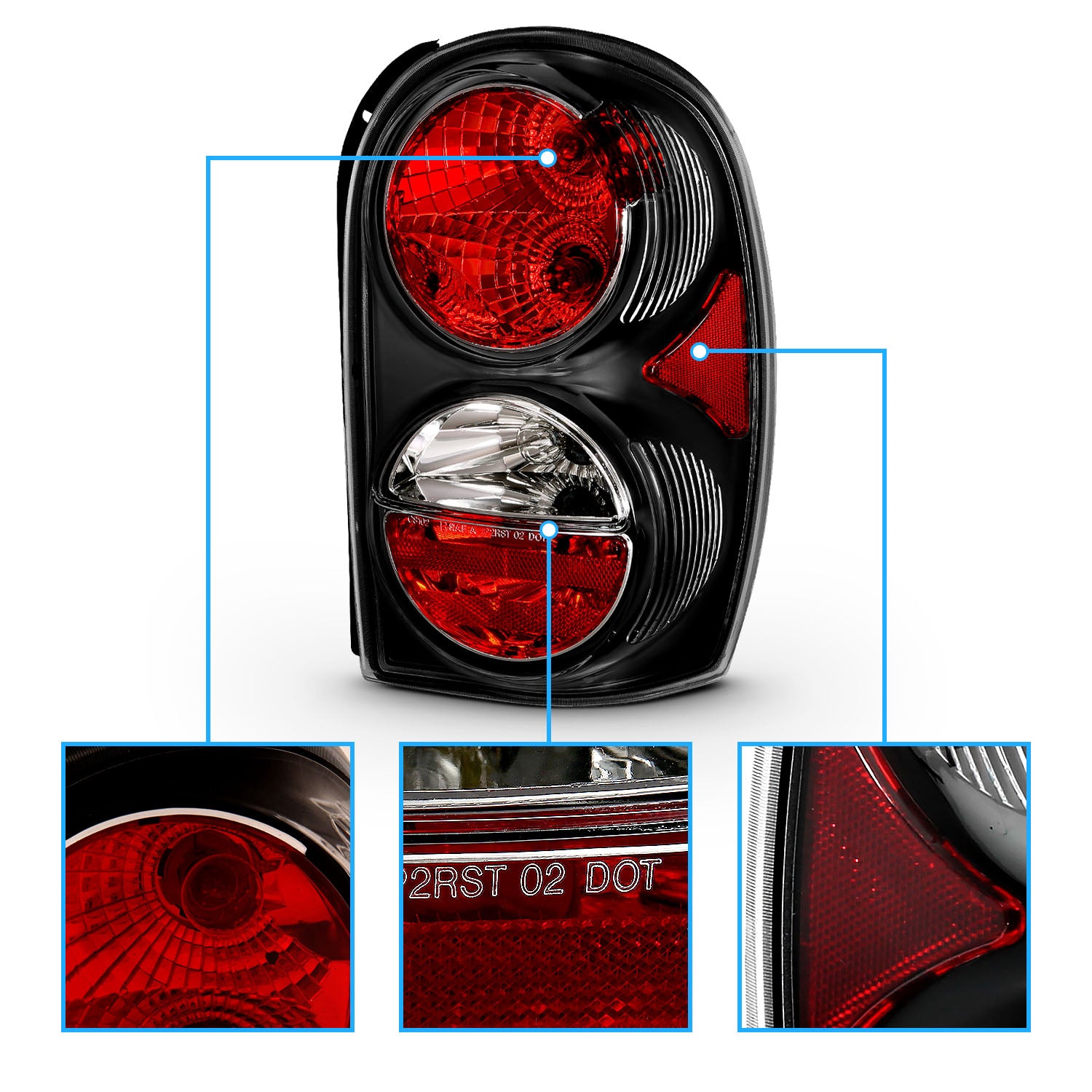 JEEP LIBERTY 02-05 TAIL LIGHTS BLACK