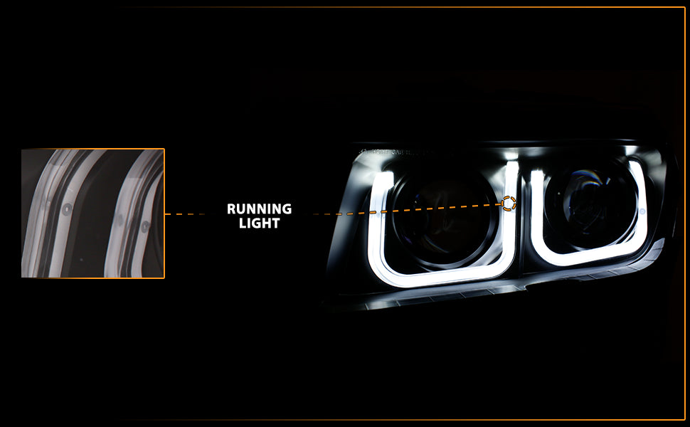 CHEVY CAMARO 14-15 PROJECTOR HEADLIGHTS U-BAR STYLE BLACK CLEAR